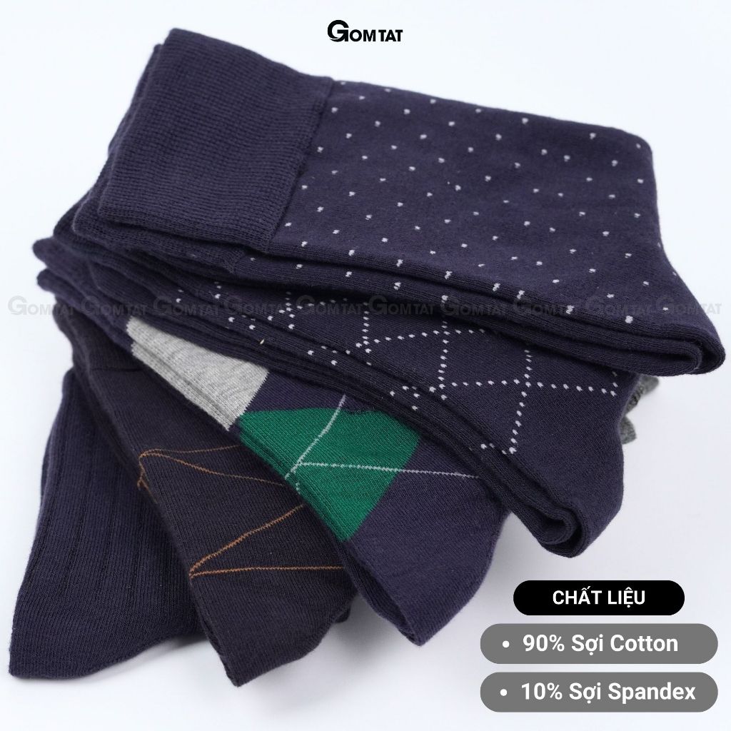 Hộp 5 đôi tất giày tây nam công sở GOMTAT mẫu MIX16, chất liệu cotton mềm mại, hút ẩm thoáng khí - GOM-MIX16-CB5