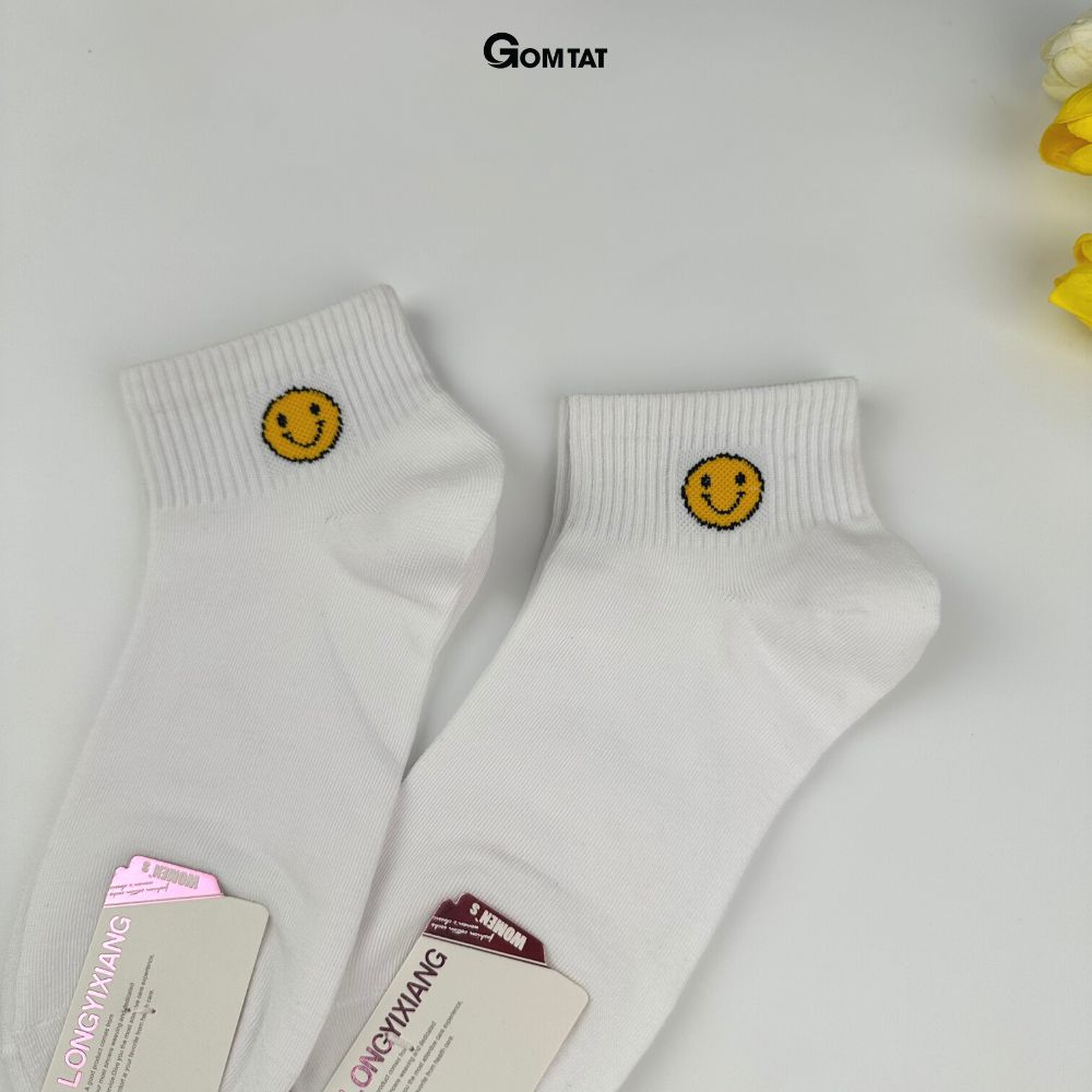 Tất cổ thấp nữ GOMTAT họa tiết trái tim, chất liệu cotton mềm mịn hút ẩm thoáng khí khử mùi êm chân  -TRAITIM-XH-1DOI