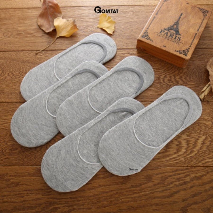Combo 10 đôi tất vớ nam mang giày lười GOMTAT, vải cotton thoáng mát, có đệm cao su chống trượt gót - TAT-LUOI-02-CB10