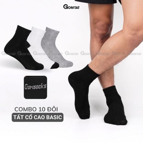  Combo 10 đôi tất cổ cao trơn màu nam nữ GOMTAT, vớ nam nữ cao cổ hút ẩm thoáng khí, khử mùi chân - GOMSOCKS-CAO-CB10 