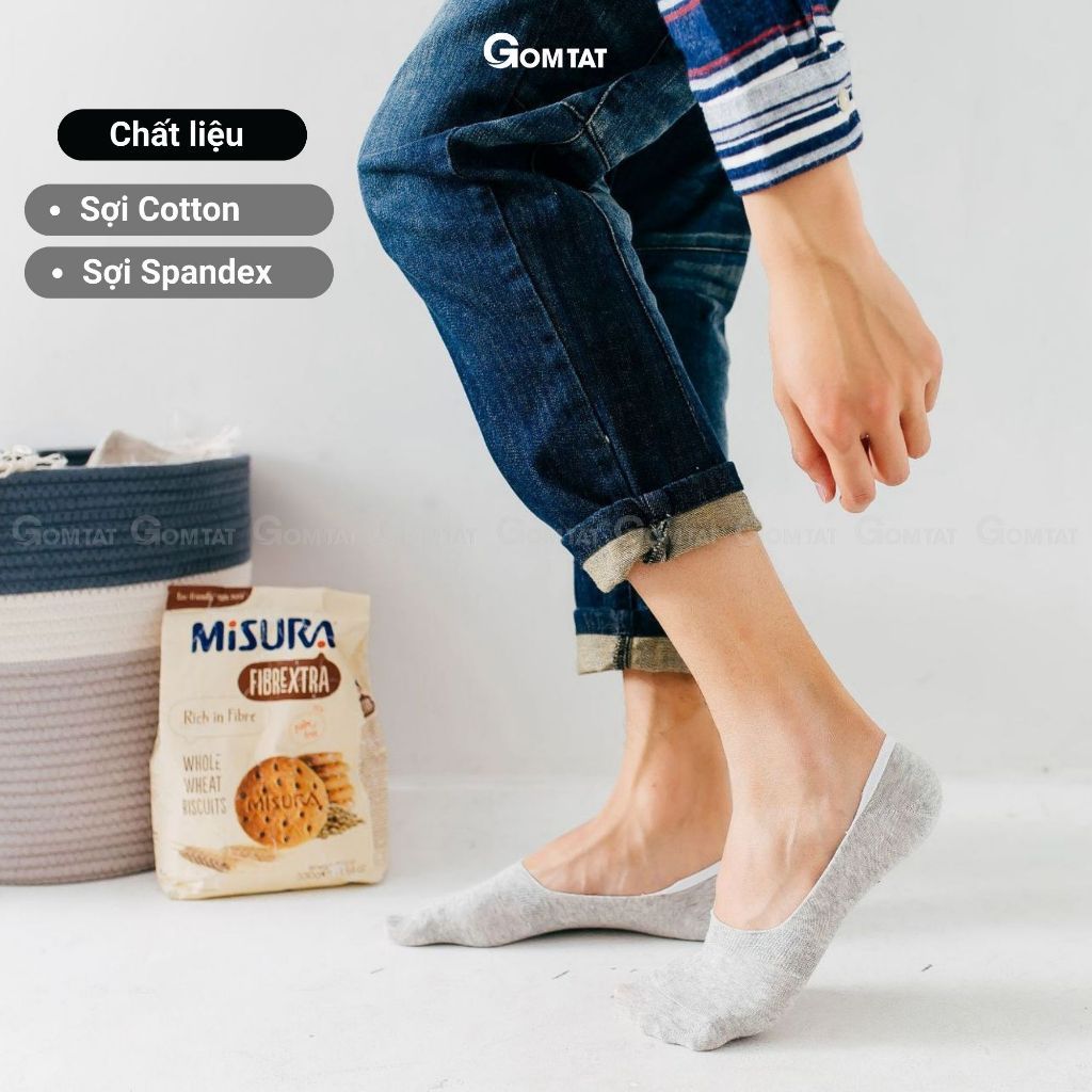 Set 5 đôi tất lười trơn nam nữ GOMTAT, vớ lười nam nữ có đệm cao su chống tuột gót - TAT-LUOI-02-CB5