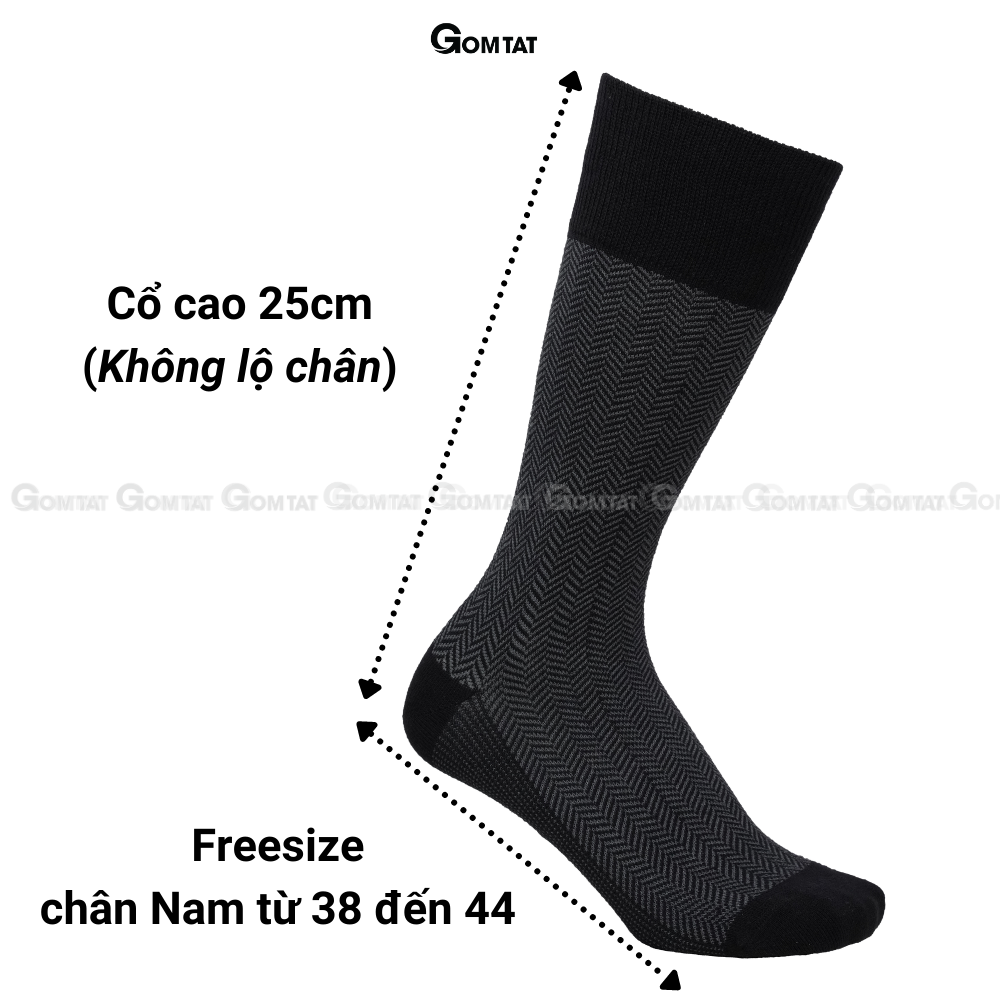 Hộp 4 đôi tất nam công sở GOMTAT mẫu sọc xương cá, chất liệu cotton cao cấp thoáng khí êm chân  -GOM-MIX14-CB4