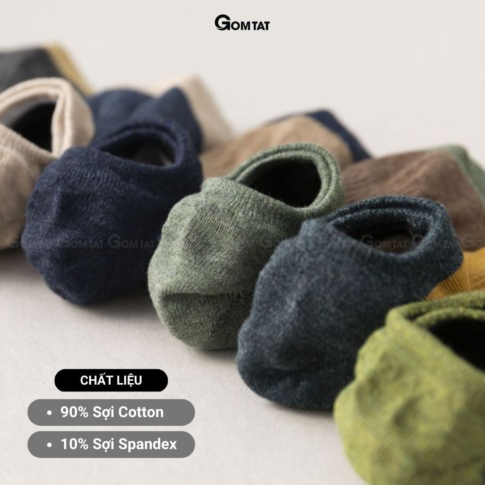 Set 7 đôi tất ngắn cổ nam có đệm chống tuột gót GOMTAT, vớ nam cổ ngắn chất liệu cotton êm mềm mịn mát - NAMCN-CC-01