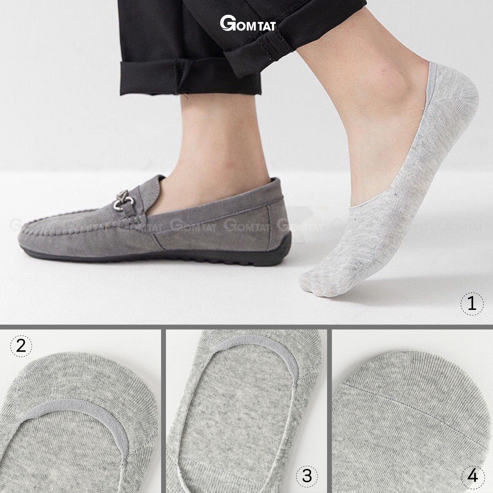 Tất Lười Nam Có Đệm Cao Su Chống Trượt Gót Chân, Tất Nam Mang Giày Lười Vải Cotton Mềm Mại Thoáng Mát Menswear - TAT-LUOI-02-1DOI