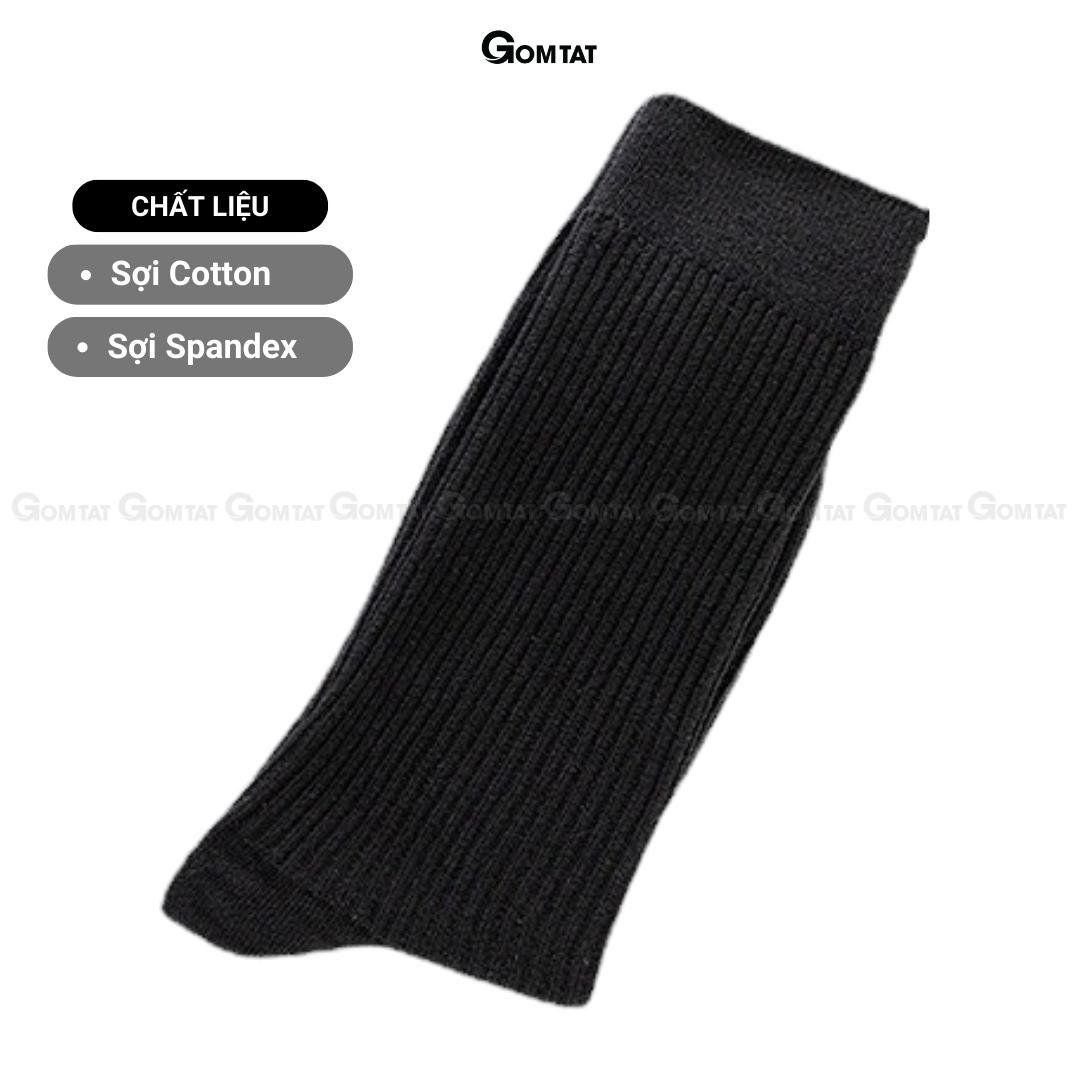 Tất vớ nam cổ cao GOMTAT đi giày tây, chất liệu cotton khử mùi thoáng khí họa tiết gân chìm màu đen Menswear - TAY-FIVE-2008-1DOI