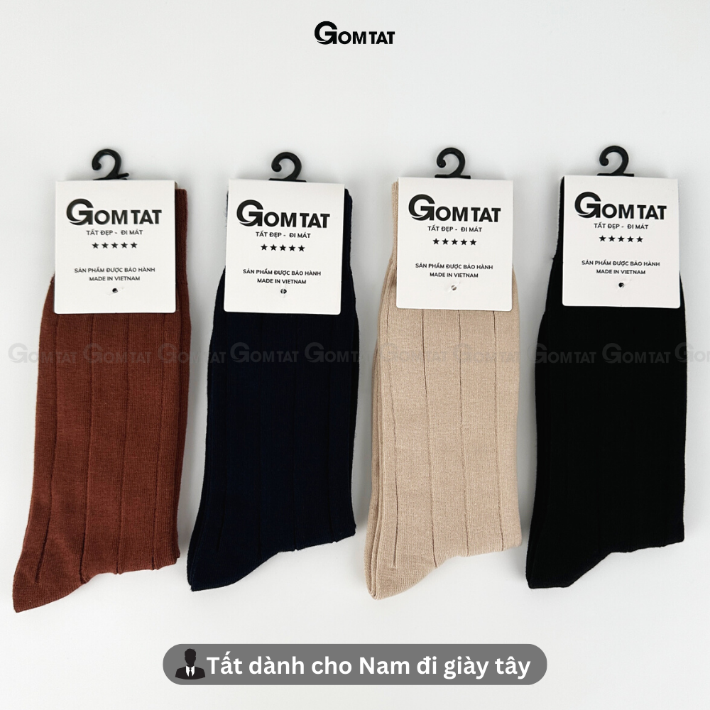 Hộp 4 đôi tất công sở GOMTAT, chất liệu cotton thoáng mát, êm chân - GOM-MIX09-CB4