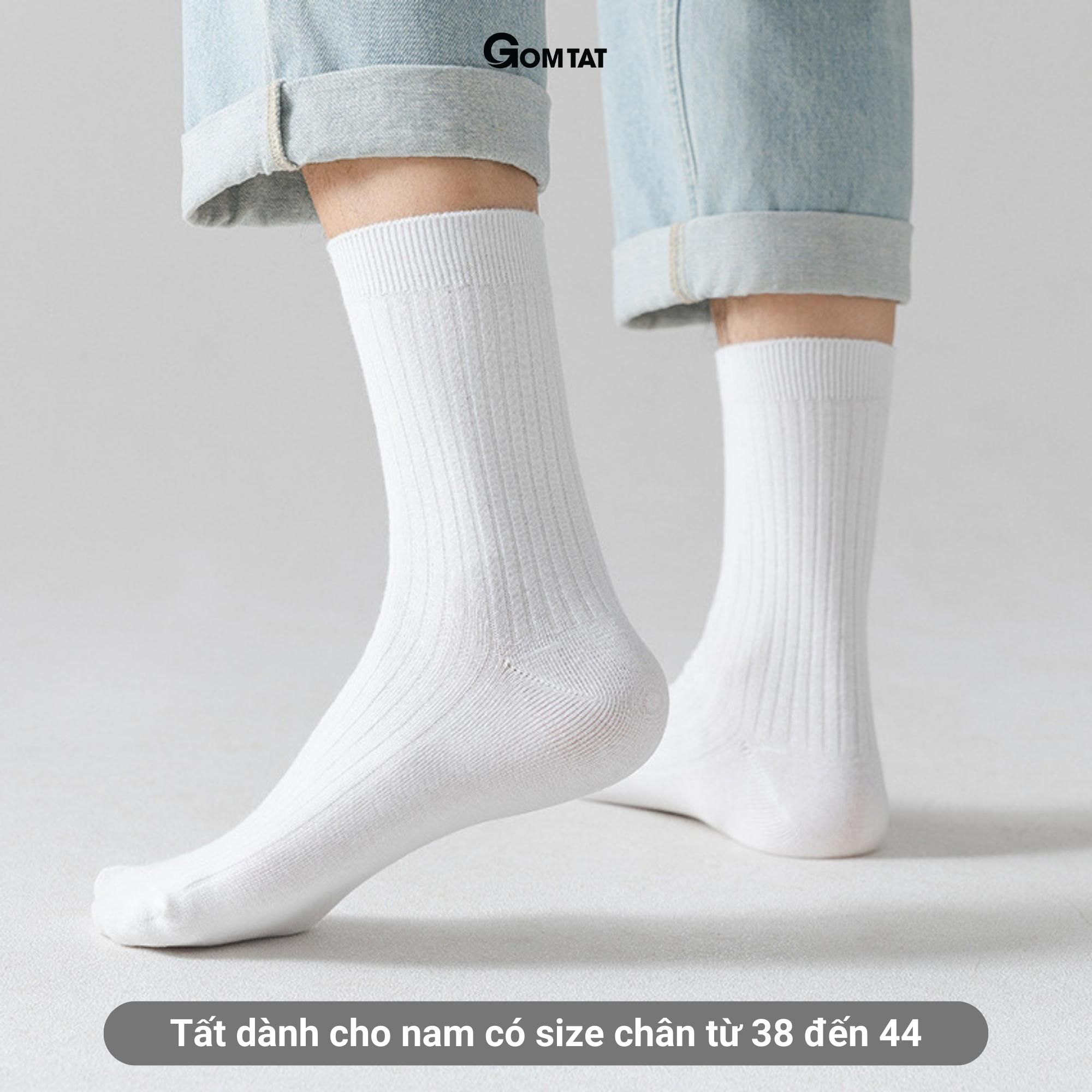 Combo 4 đôi tất cổ cao nam GOMTAT dài 25cm, vớ nam cổ cao chất liệu cotton cao cấp êm chân, mềm mại, thoáng mát, tất đi giày tây, vớ nam công sở Menswear - FIVE-TAY10