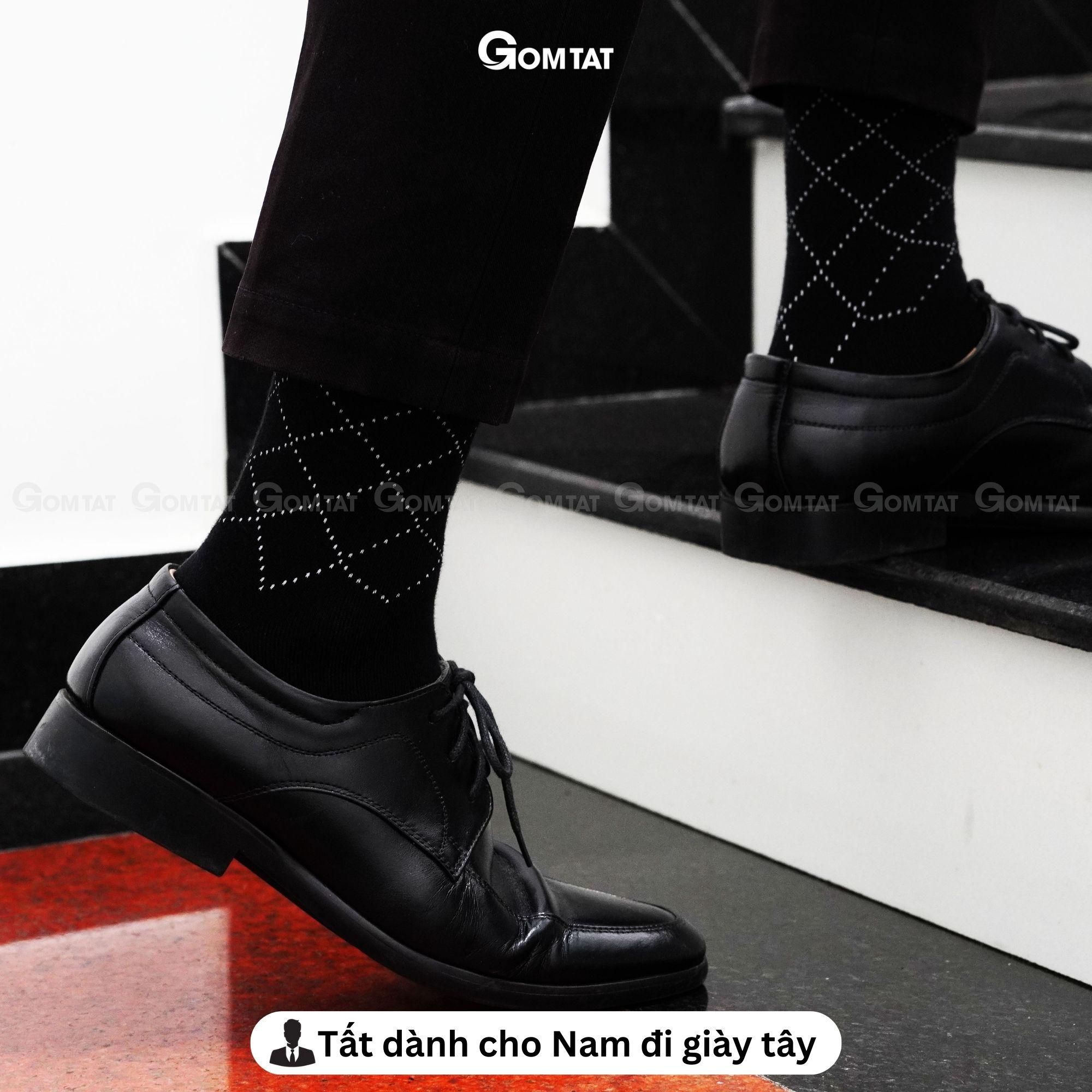 Tất Nam Công Sở Cổ Cao Họa Tiết Sọc Chéo, Tất Vớ Giày Tây Nam Cao Cấp Menswear  Chất Cotton Hút Ẩm Thoáng Khí - GOM-TAYCHEO-1DOI
