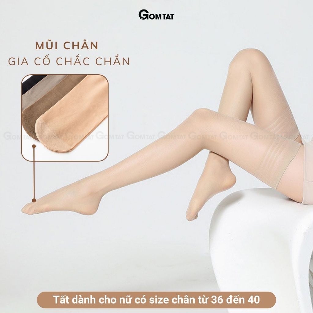 Set 10 đôi tất vớ dài qua gối nữ GOMTAT che khuyết điểm siêu dai, chất liệu sợi poly mềm mịn co giãn - D16-A104-CB10