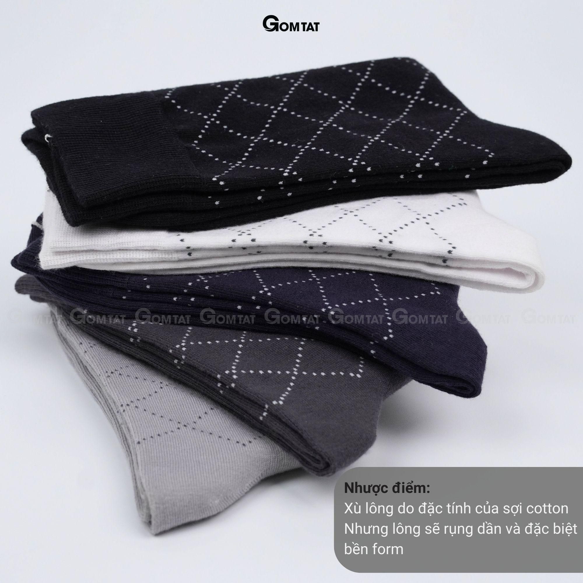 Tất Nam Công Sở Cổ Cao Họa Tiết Sọc Chéo, Tất Vớ Giày Tây Nam Cao Cấp Menswear  Chất Cotton Hút Ẩm Thoáng Khí - GOM-TAYCHEO-1DOI