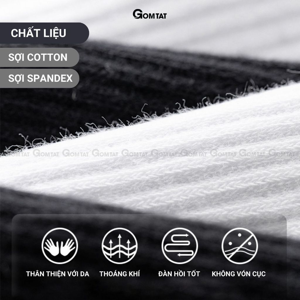 Hộp 10 đôi tất cao cổ GOMTAT mẫu trơn basic, vớ nam nữ chất cotton khử mùi êm chân - PRI-2505-CB10