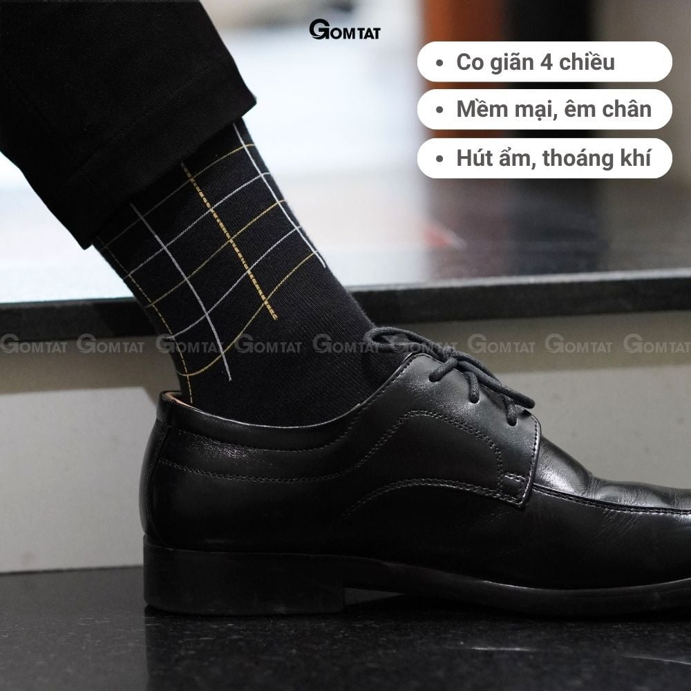 Hộp 5 đôi tất cổ cao nam đi giày tây GOMTAT mẫu MIX02, chất liệu cotton cao cấp, hút ẩm, thoáng khí  -GOM-MIX02-CB5