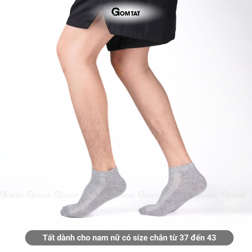 Combo 5 đôi tất nam nữ cổ ngắn GOMTAT basic, vớ cổ ngắn chất cotton dày dặn thoáng khí, không xù lông - LD-S01-TRON-CB5