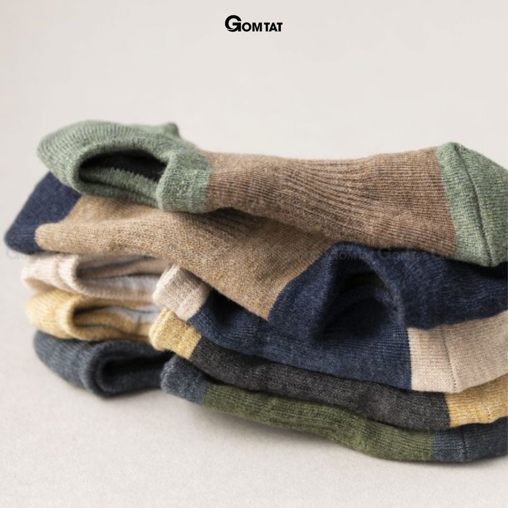 Set 7 đôi tất ngắn cổ nam có đệm chống tuột gót GOMTAT, vớ nam cổ ngắn chất liệu cotton êm mềm mịn mát - NAMCN-CC-01
