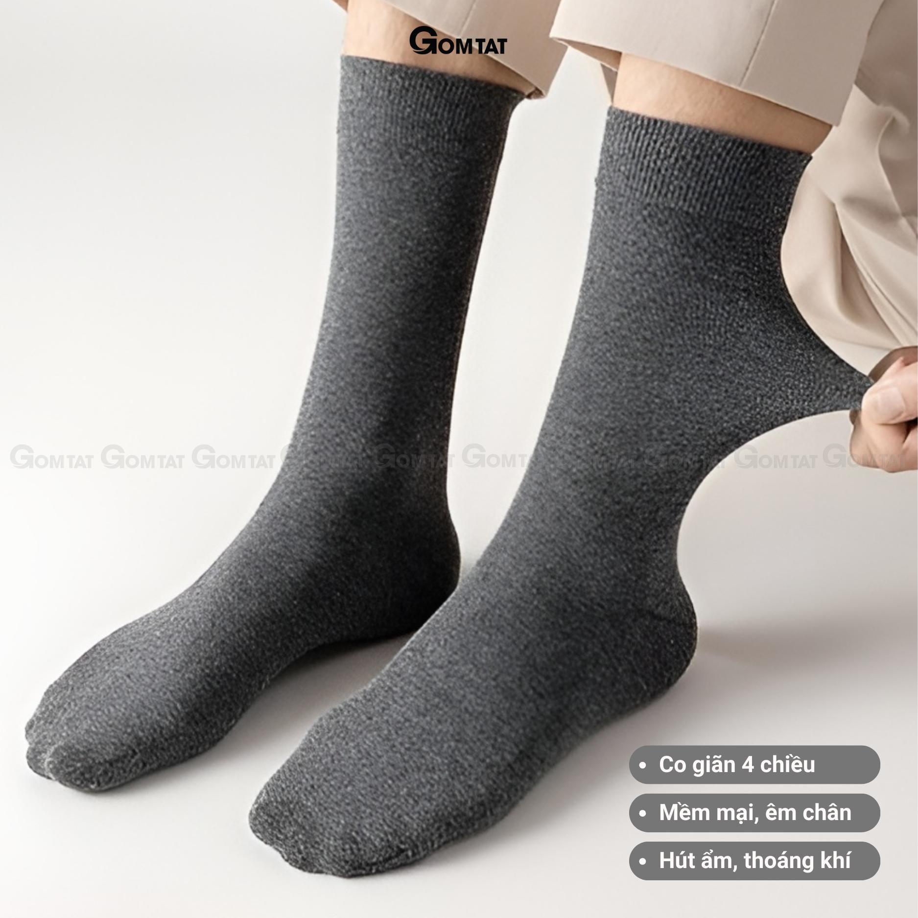 Tất nam đi giày tây cổ cao GOMTAT nhiều màu, chất liệu cotton mềm mịn, hút ẩm thoáng khí khử mùi Menswear - HOT-1803-1DOI