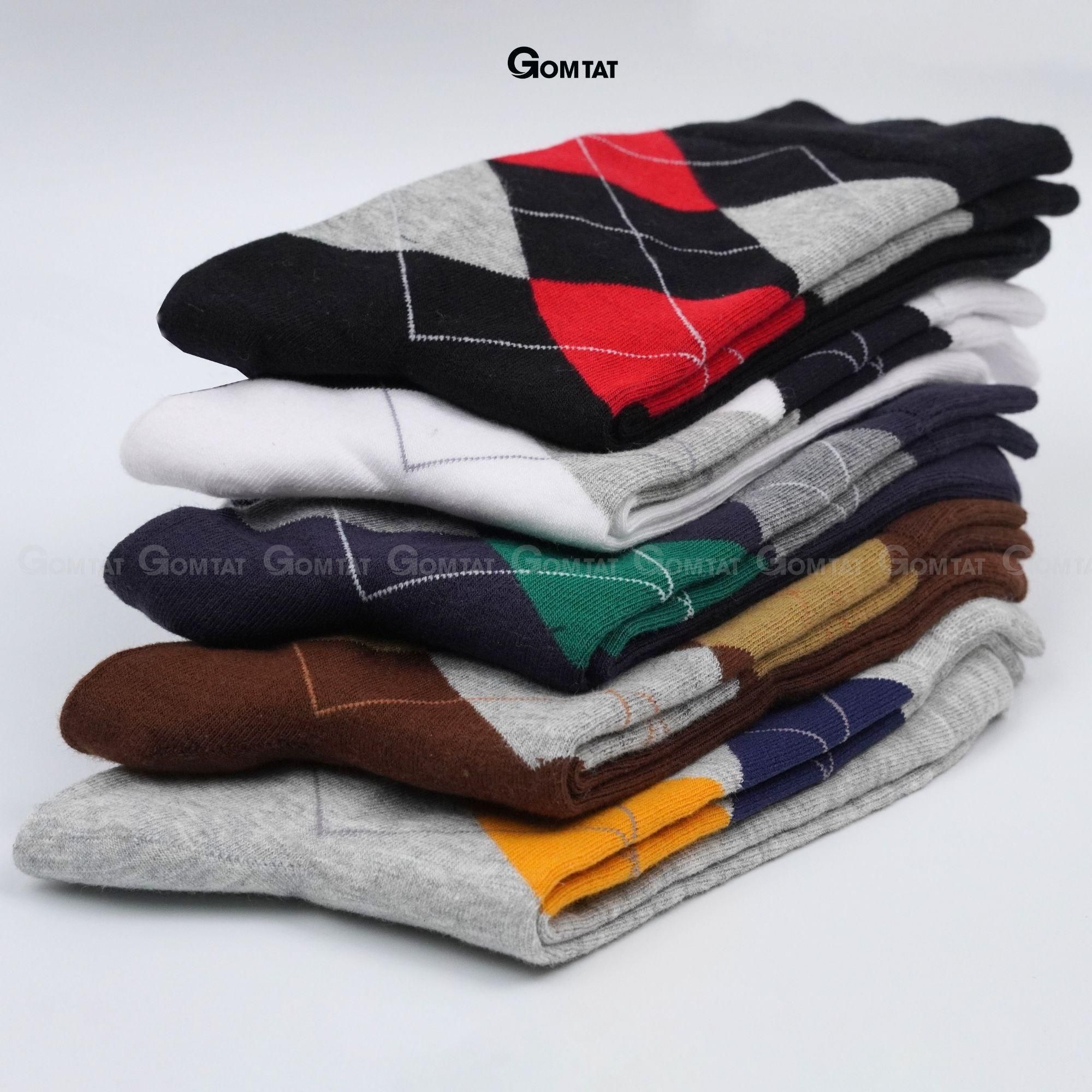 Tất đi giày tây cổ cao GOMTAT mẫu quả trám, vớ nam công sở chất liệu cotton cao cấp hút ẩm thoáng khí, tất nam công sở, vớ nam cổ cao Menswear - GOM-QUATRAM-1DOI