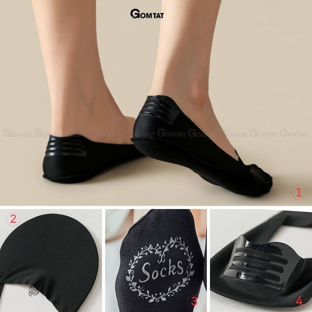 Combo 10 đôi tất lười nữ đi giày búp bê GOMTAT, chất liệu lụa cotton mềm mát, thấm hút thoáng khí - TATLUA-UYE-7002-CB10