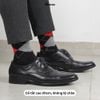 Hộp 5 đôi tất nam cao cổ đi giày tây GOMTAT hoạ tiết quả trám sợi cotton cao cấp - GOM-QUATRAM-CB5