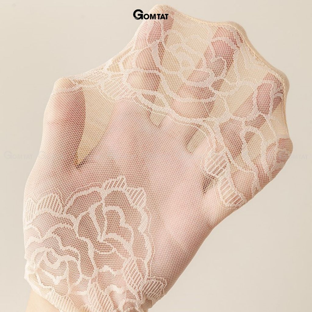 Combo 5 đôi tất nữ cổ ngắn GOMTAT họa tiết ren, vớ ren nữ đế cotton mềm mịn, thoáng khí khử mùi tốt - D16-A070-CB5