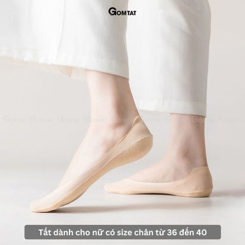  Tất lười nữ GOMTAT chất liệu cotton trơn sọc gân, vớ lười nữ Đen có đệm cao su chống tuột gót, thoáng khí ,Women, Hồng - BUB-KOL-1302-1DOI 