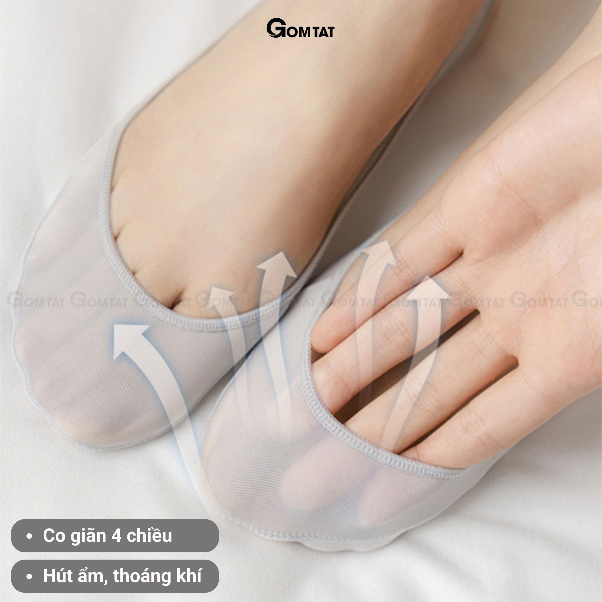 Tất đi giày cao gót nữ GOMTAT, vớ đi giày cao gót chất liệu cotton cao cấp, mềm mại, êm chân, tất đi giày búp bê, vớ mang giày búp bê Trắng - CAOGOT-SUX-19218-1DOI