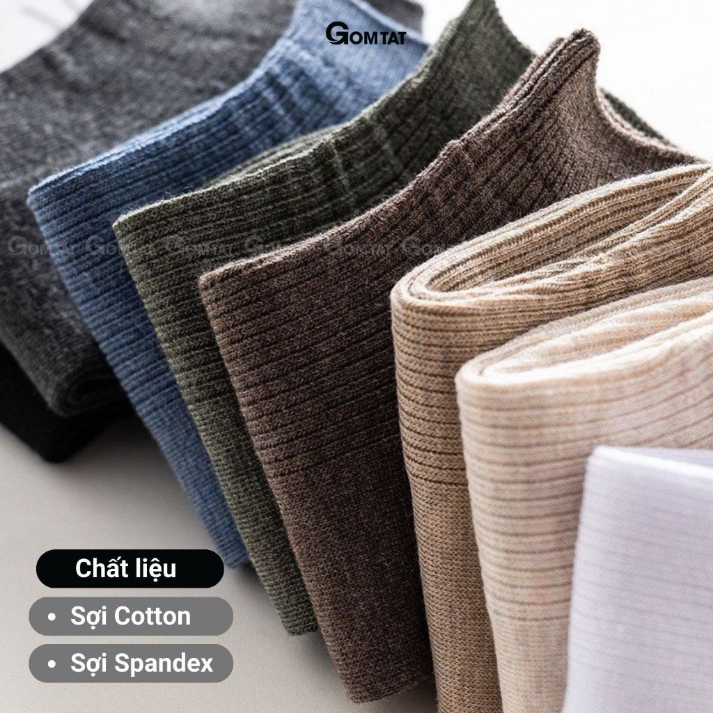 Combo 10 đôi tất cổ ngắn nam GOMTAT trơn, chất cotton hút ẩm thoáng khí - NGANTRON-FIVE-2003-CB10