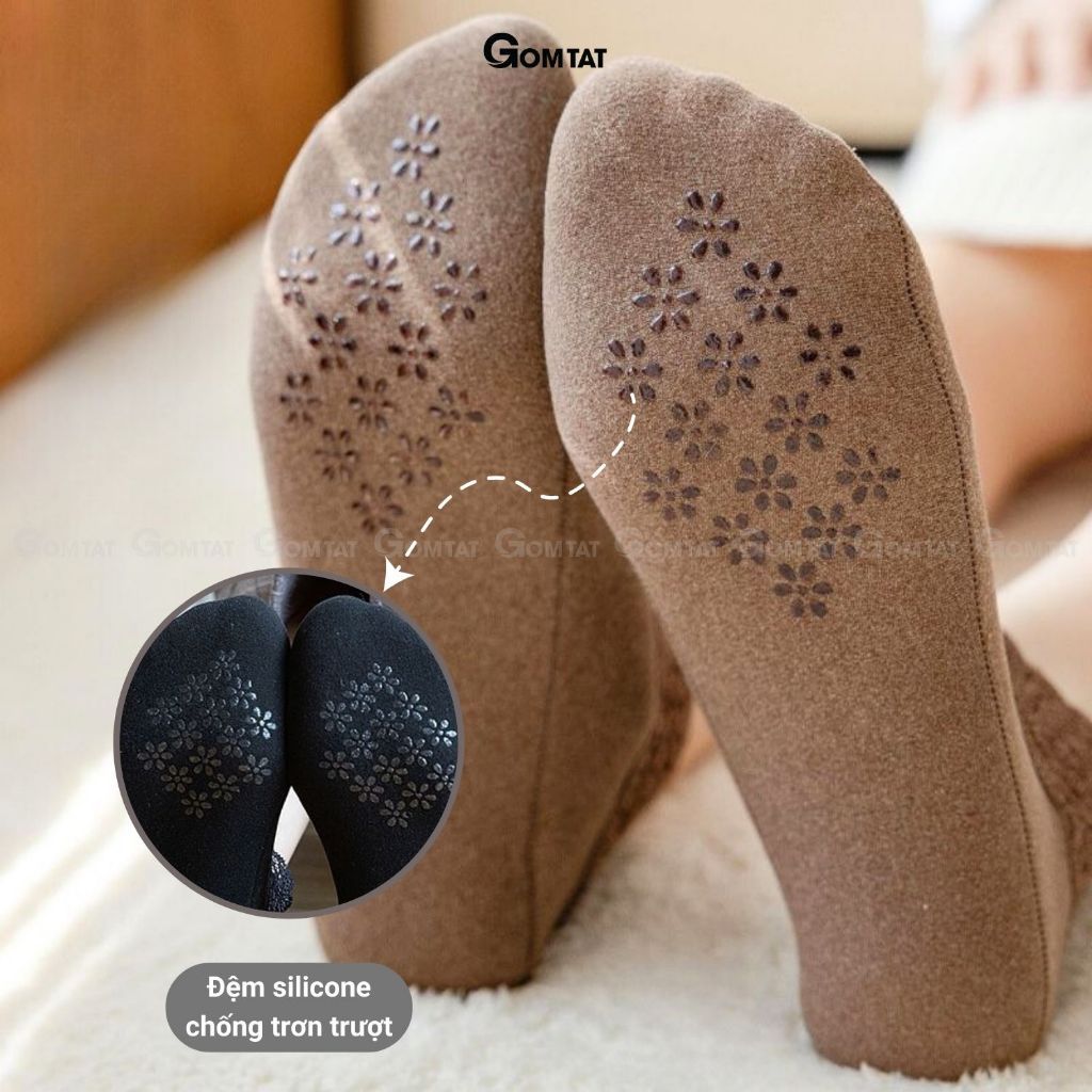 Set 8 đôi tất cổ thấp nữ cao cấp có đệm chống trượt GOMTAT, vớ cổ ren nữ cổ ngắn chất liệu cotton mềm mịn - D16-A065