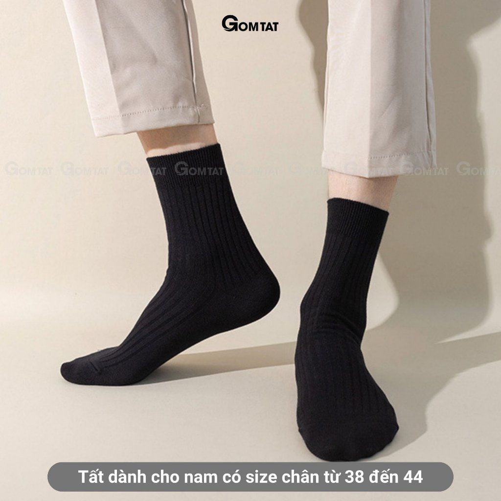 Combo 10 đôi tất cổ lửng nam trơn màu GOMTAT mẫu gân chìm, chất liệu cotton cao cấp mềm mại - FIVE-TAY10-LUNG-CB10