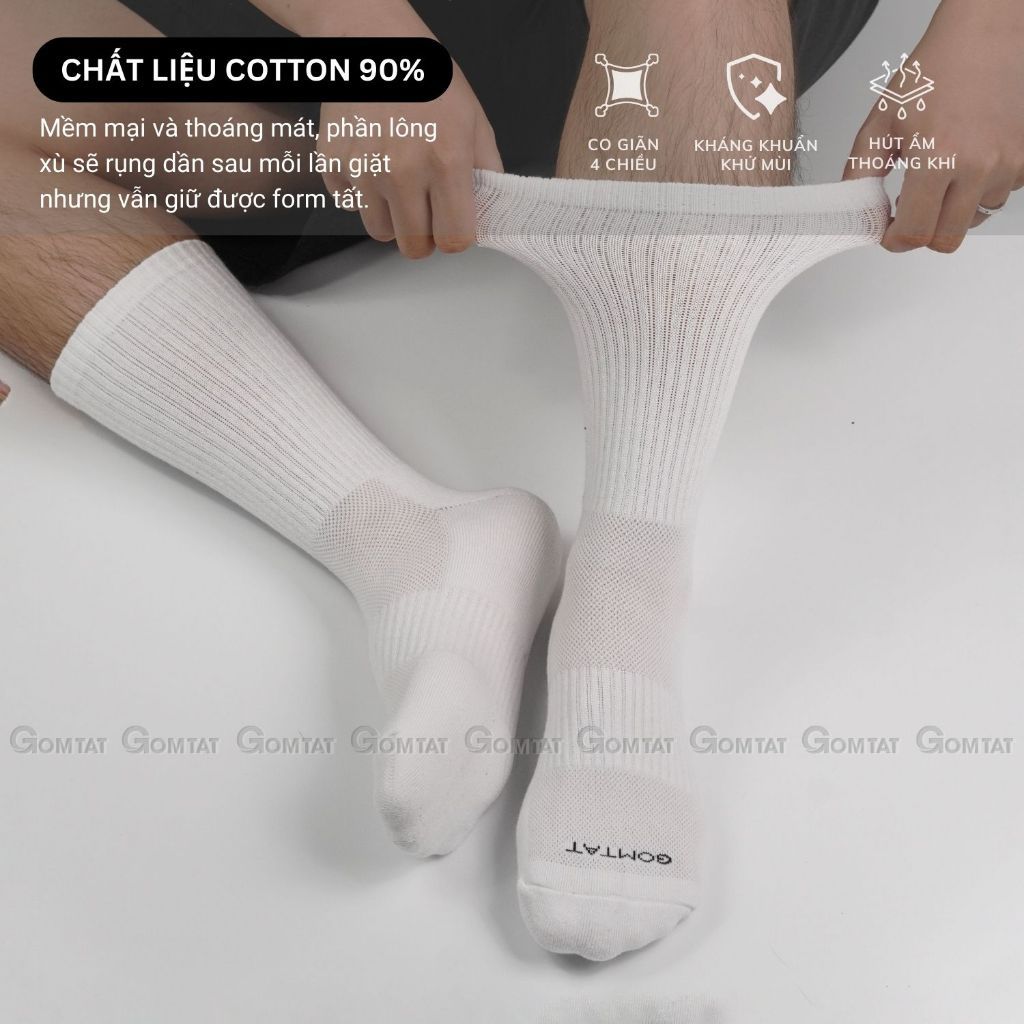 Combo 10 đôi tất nam nữ cao cổ GOMTAT, chất liệu cotton cao cấp, có đệm lót xù êm chân, giữ ấm - STA-5009-CAO-CB10