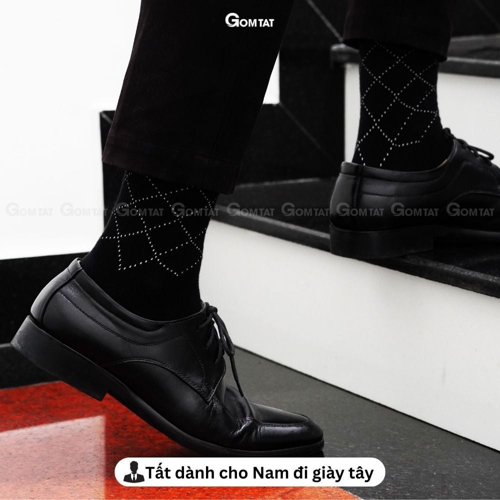 Hộp 5 đôi vớ nam cổ cao GOMTAT mẫu MIX03, chất liệu cotton cao cấp hút ẩm, thoáng khí  -GOM-MIX03-CB5