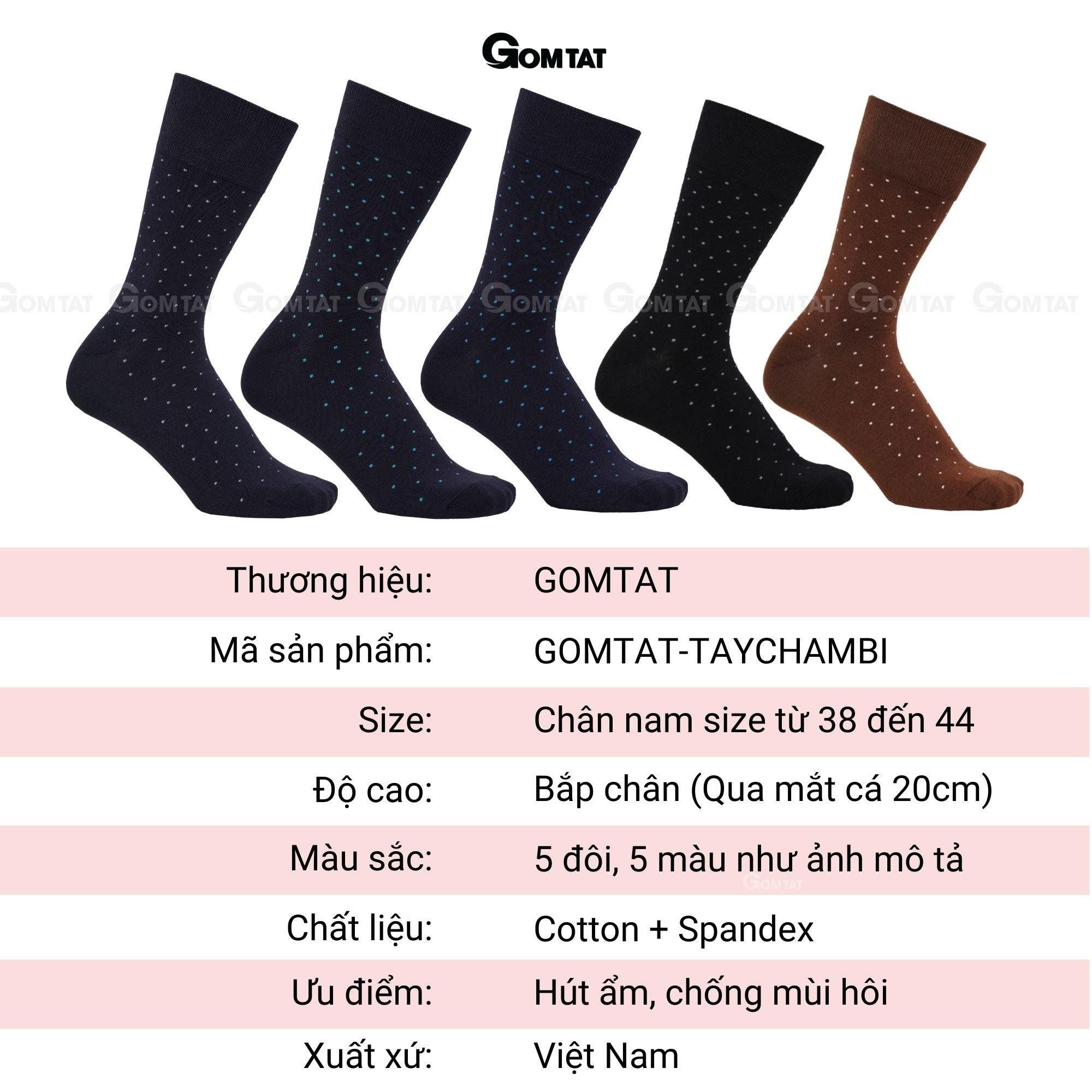 Tất nam cổ cao Chấm Bi, dòng tất đi giày tây cao cấp, vớ nam cổ cao chất cotton hút ẩm, thoáng khí, tất nam công sở, vớ đi giày tây Menswear - GOM-CHAMBI-1DOI