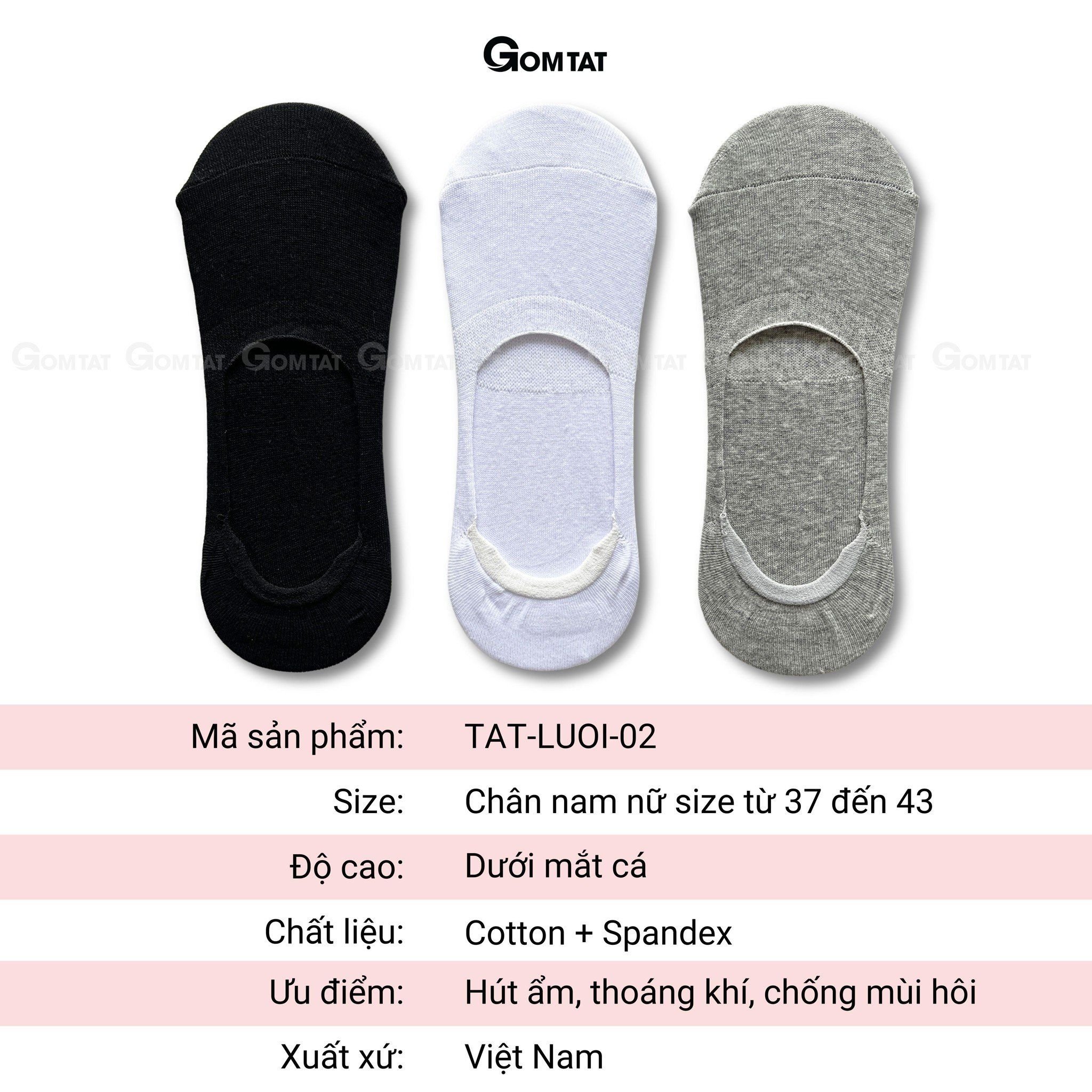 Tất Lười Nam Có Đệm Cao Su Chống Trượt Gót Chân, Tất Nam Mang Giày Lười Vải Cotton Mềm Mại Thoáng Mát Menswear - TAT-LUOI-02-1DOI