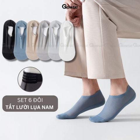  Combo 6 đôi tất nam đi giày lười GOMTAT, có đệm silicon chống tuột gót, mặt lưới thoáng khí - HAILUOI-PO-3019-CB6 