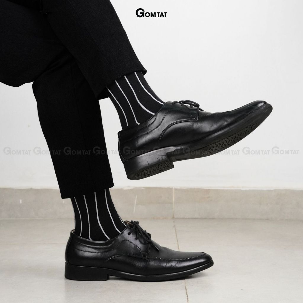 Hộp 10 đôi tất nam giày tây công sở GOMTAT màu đen và xám, chất liệu cotton thoáng mát, khử mùi - GOM-MIX19-CB10