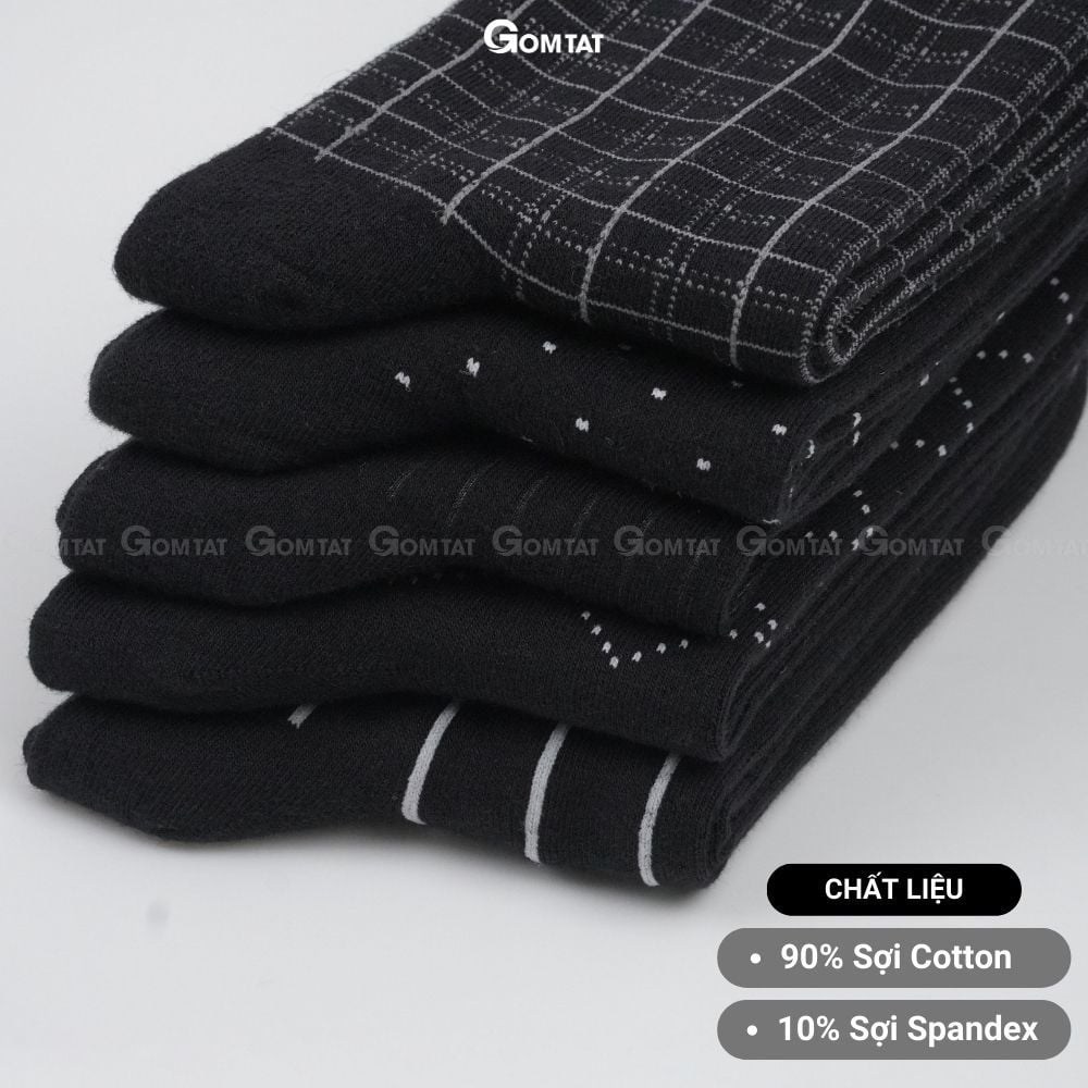 Hộp 5 đôi tất nam công sở GOMTAT mẫu MIX11, vớ đi giày tây nam chất liệu cotton cao cấp - GOM-MIX11-CB5