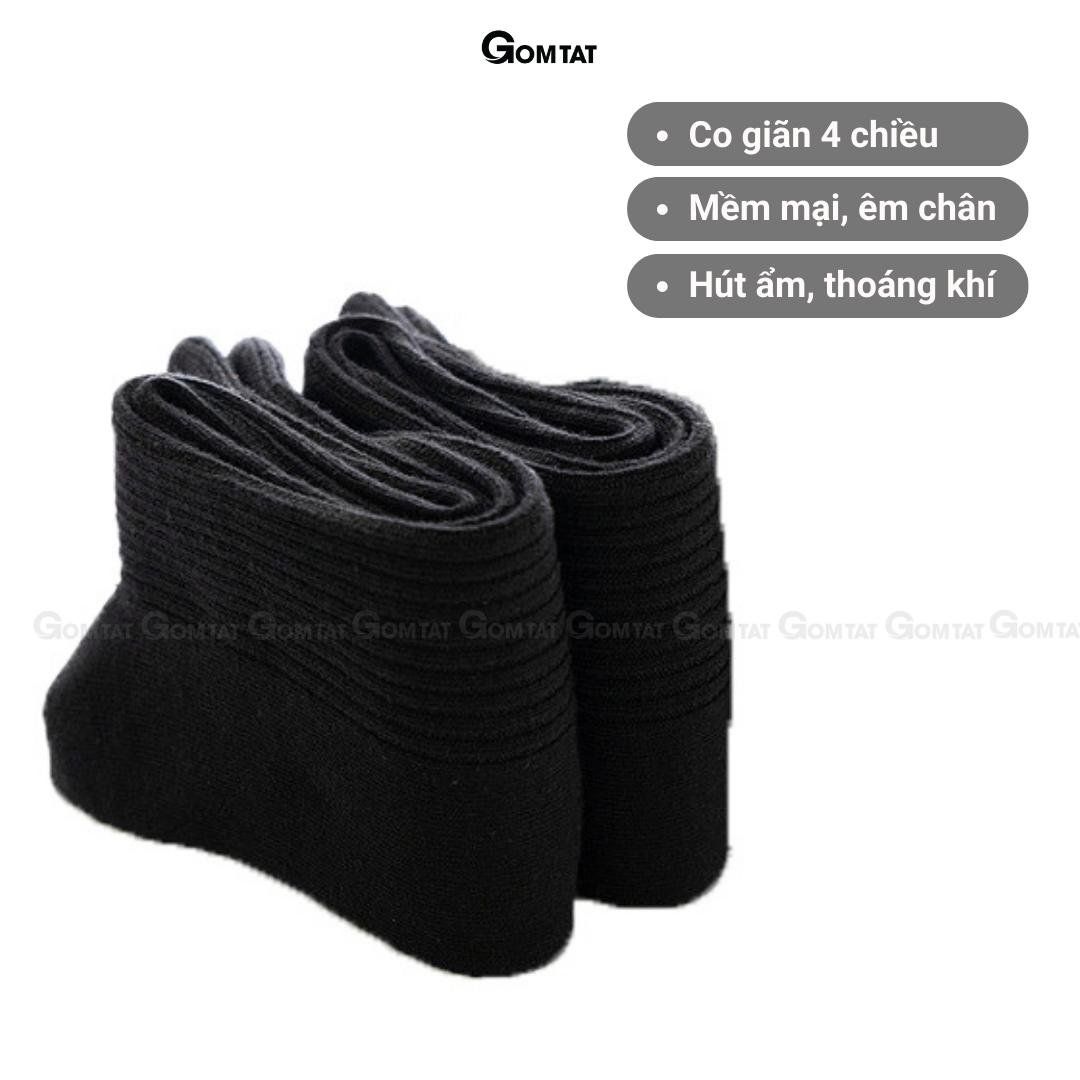 Tất vớ nam cổ cao GOMTAT đi giày tây, chất liệu cotton khử mùi thoáng khí họa tiết gân chìm màu đen Menswear - TAY-FIVE-2008-1DOI