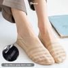 Tất lười nữ GOMTAT cao cấp, vớ mang giày lười sọc ngang chất liệu cotton hút ẩm thoáng khí khử mùi, tất vớ lười có đệm silicone chống tuột - D16-A075-1DOI