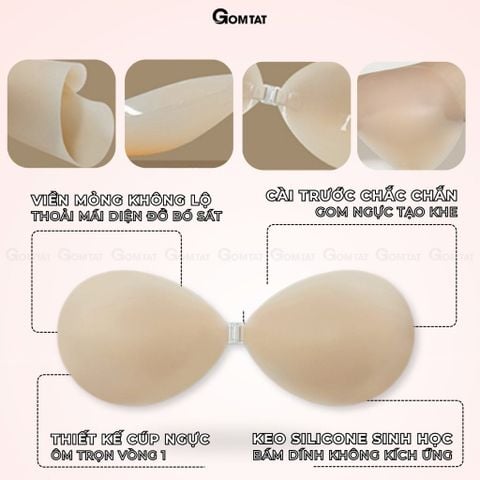  Áo dán ngực cài trước gom ngực tạo khe GOMTAT, miếng dán nâng ngực silicon viền siêu mỏng, chống thấm - SA-4951 