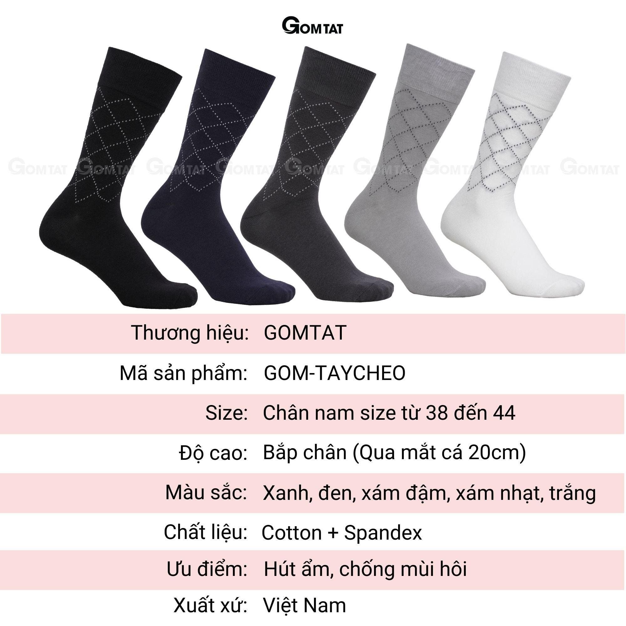 Tất Nam Công Sở Cổ Cao Họa Tiết Sọc Chéo, Tất Vớ Giày Tây Nam Cao Cấp Menswear  Chất Cotton Hút Ẩm Thoáng Khí - GOM-TAYCHEO-1DOI