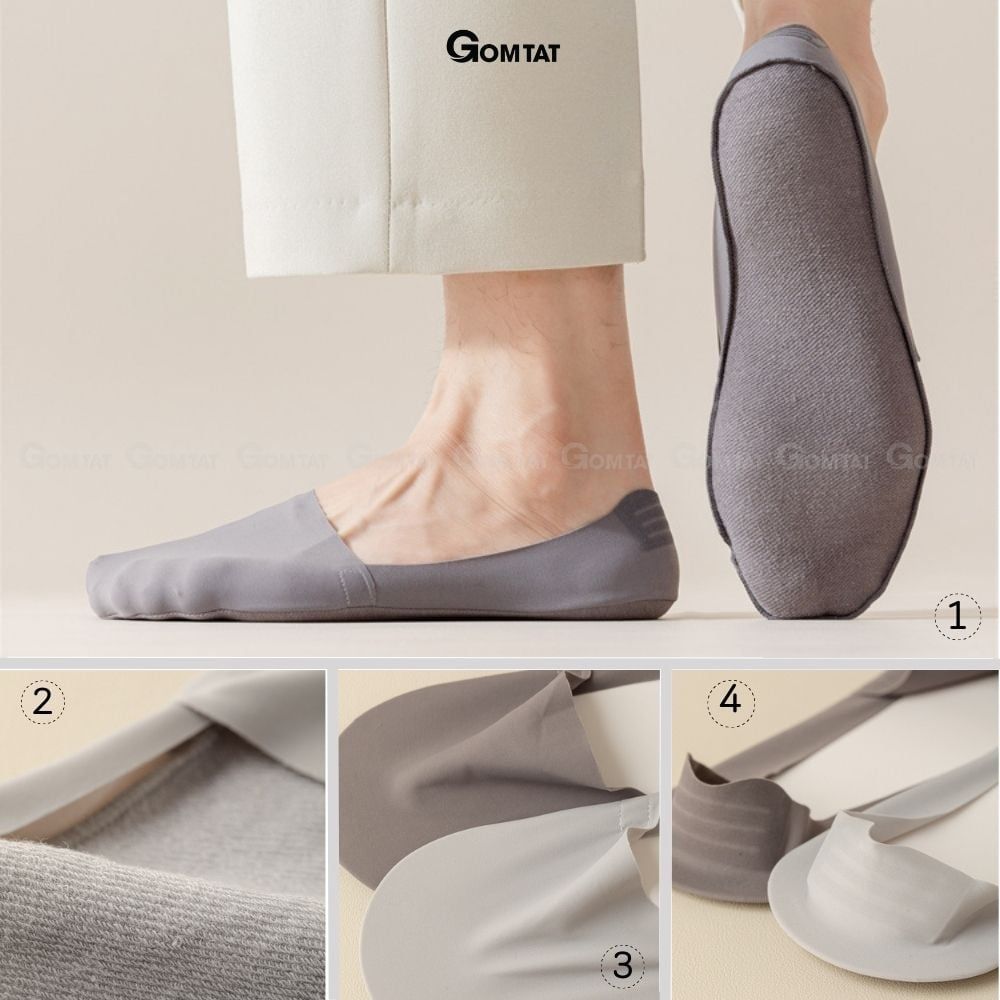 Combo 5 đôi tất lười nam chống tuột gót GOMTAT, vớ tàng hình nam mềm mại, thoáng khí - UYE-7010-CB5