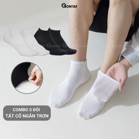  Combo 5 đôi vớ cổ thấp nam nữ trơn GOMTAT, chất liệu cotton nhẹ mềm hút ẩm thử mùi thoáng khí  - GOM-KLB-TRONNGAN-CB5 