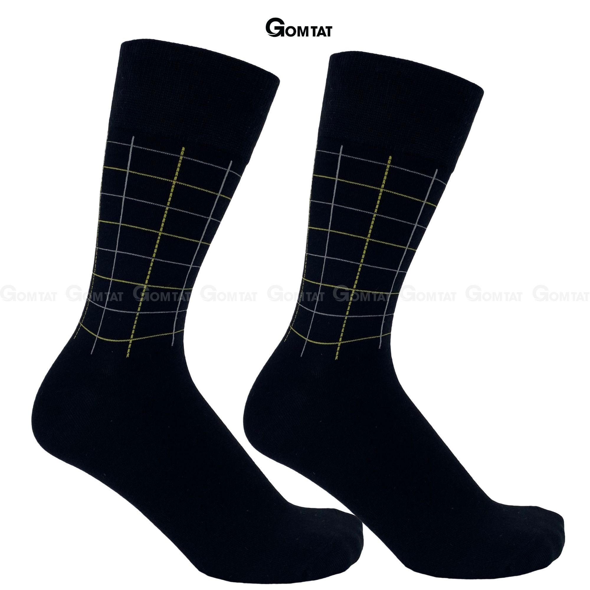 Tất nam Cổ Cao cao cấp họa tiết caro, vớ giày tây nam chất Thun cotton hút ẩm thoáng khí, tất đi giày tây, vớ nam công sở Menswear - GOM-TAYCARO-1DOI