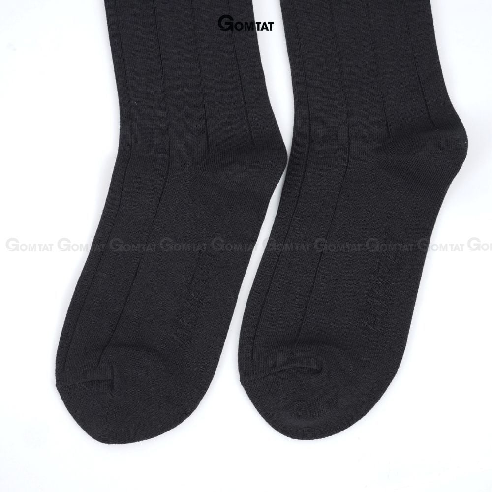 Hộp 4 đôi tất đen nam cao cổ GOMTAT mẫu gân chìm, vớ nam công sở cổ cao chất liệu cotton cao cấp - GOM-MIX09-DEN-CB4