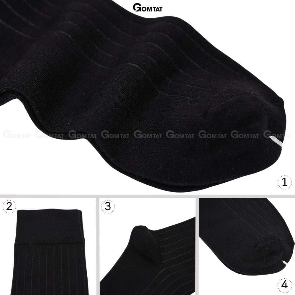 Hộp 5 đôi tất giày tây nam cao cổ GOMTAT mẫu gân chìm, vớ công sở nam cao cấp, thoáng khí - GOM-TAYGANCHIM-DEN-CB5