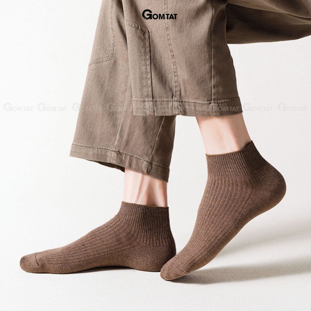 Combo 10 đôi tất cổ ngắn nam GOMTAT trơn, chất cotton hút ẩm thoáng khí - NGANTRON-FIVE-2003-CB10
