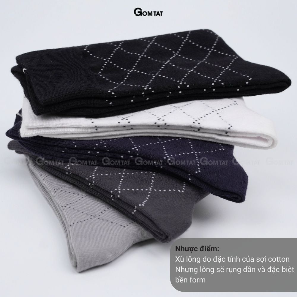 Hộp 5 đôi tất giày tây nam cổ cao GOMTAT hoạ tiết sọc chéo, chất liệu cotton cao cấp thoáng mát  - GOM-TAYCHEO-CB5