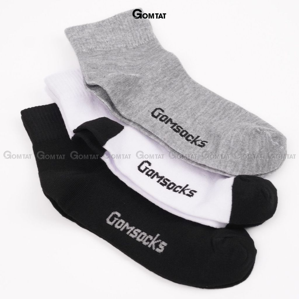 Combo 10 đôi tất cổ cao trơn màu nam nữ GOMTAT, vớ nam nữ cao cổ hút ẩm thoáng khí, khử mùi chân - GOMSOCKS-CAO-CB10