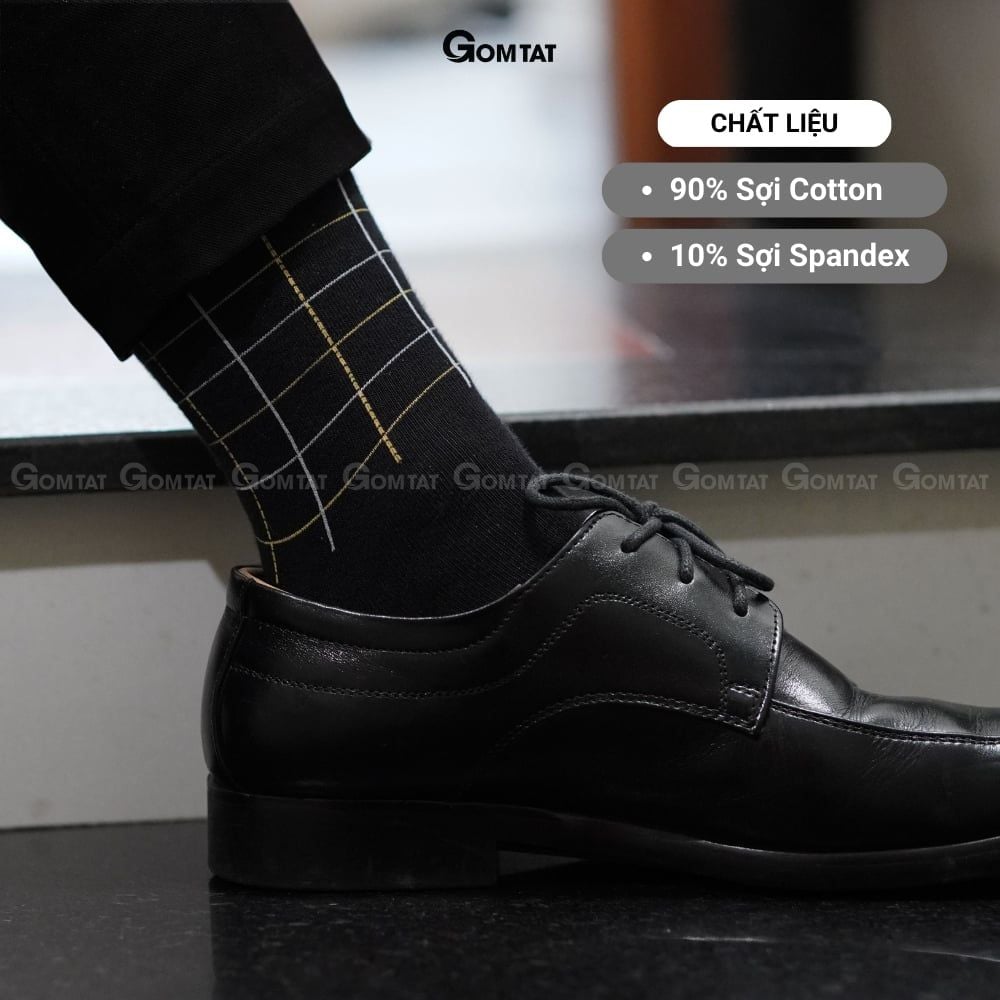 Hộp 5 đôi tất nam cổ cao công sở GOMTAT mẫu MIX04, vớ giày tây nam dài chất liệu cotton cao cấp - GOM-MIX04-CB5
