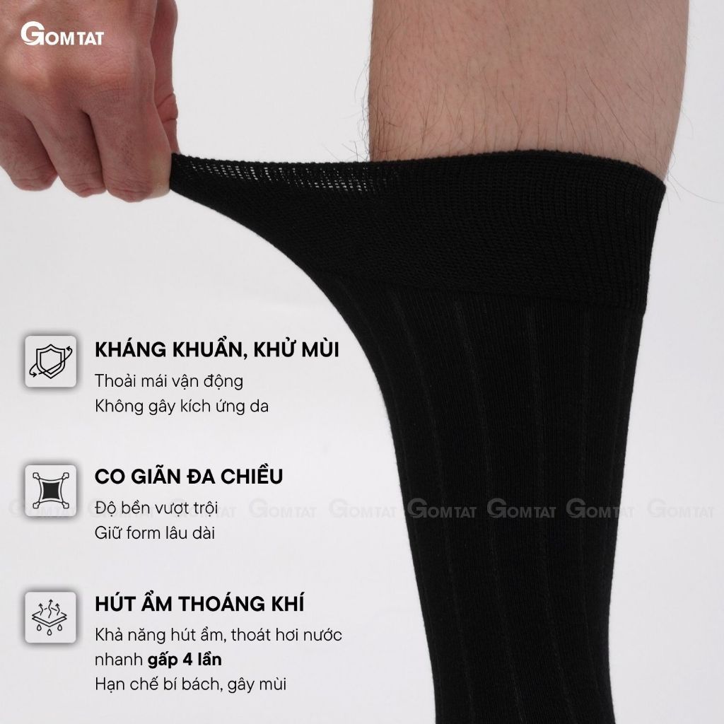 Tất nam đi giày tây GOMTAT cao cấp, vớ nam công sở chất liệu sợi Modal gỗ sồi cao cấp kháng khuẩn - MODAL-STA-5012-1DOI