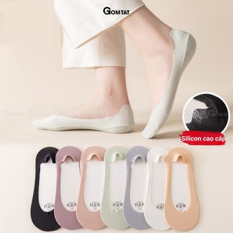  Combo 5 đôi tất đi giày lười nữ GOMTAT, có đệm silicon chống tuột gót, chất liệu cotton êm chân - BUB-KOL-1302-CB5 
